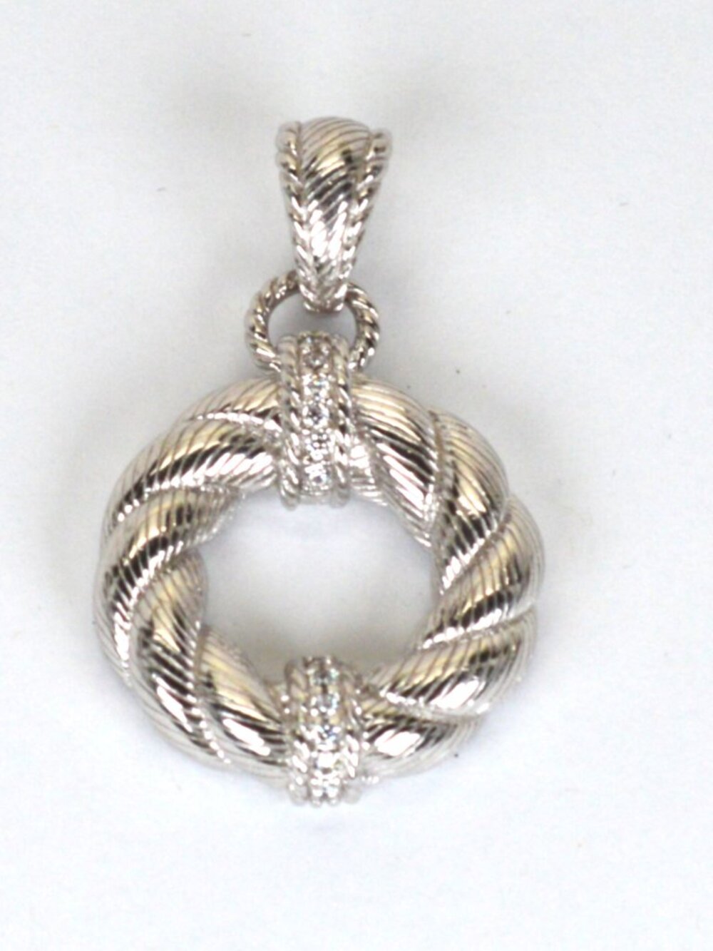 Judith Ripka Sterling Silver Twisted Rope Enhancer w CZ Accents